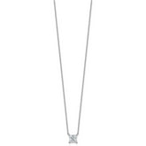 14k White Gold 1 carat Lab Grown Diamond VS/SI+ G+ Princess Complete Four Prong 18 inch Pendant Necklace